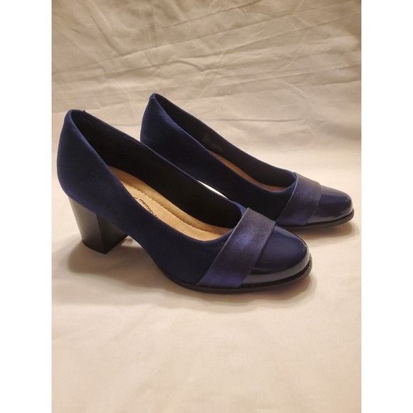 Mia Amore Womens Heels Size 8.5 Royal Blue Faux Suede Memory Foam Comfort Insole - Picture 2 of 6